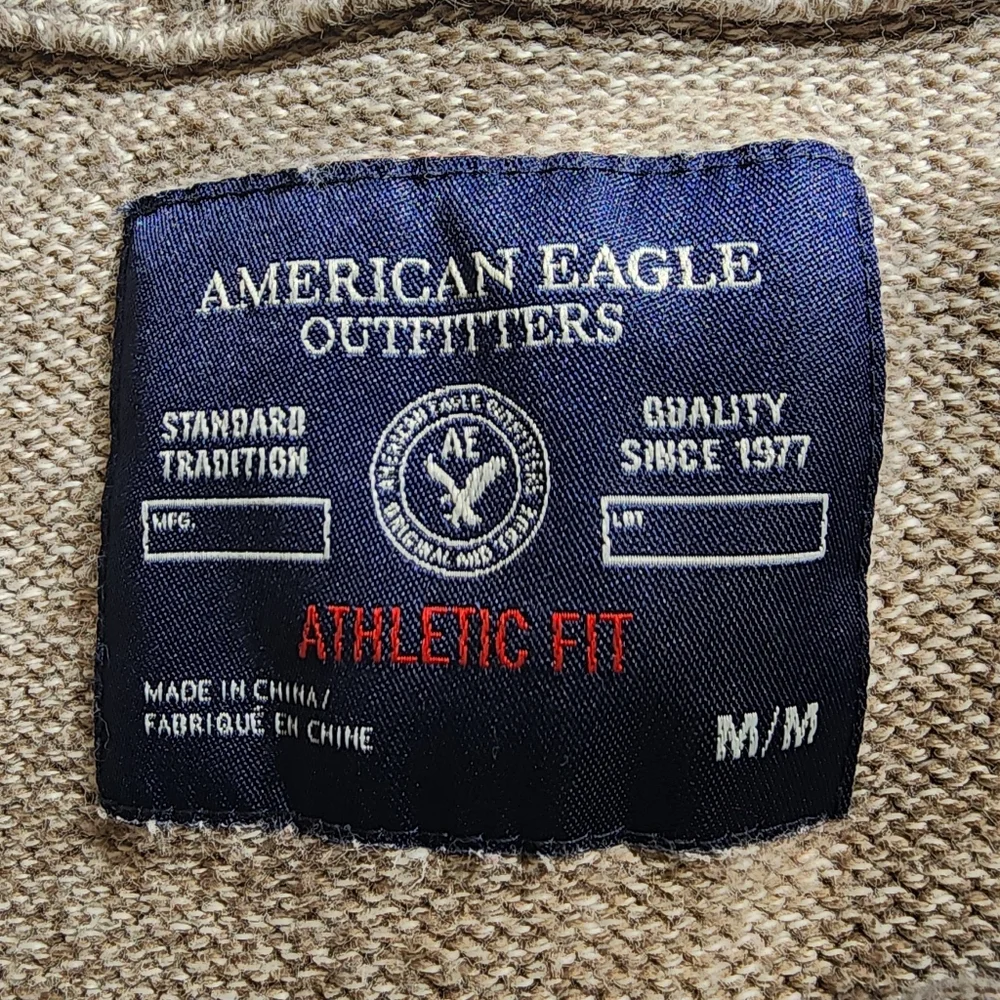 M AE  Men's Beige Sweater with Button/zip Collar